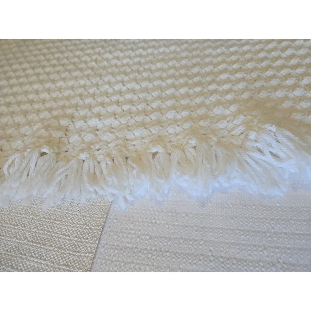 VTG Crochet Afghan Blanket White Throw Handmade Grannycore  Baby Blanket 37x37